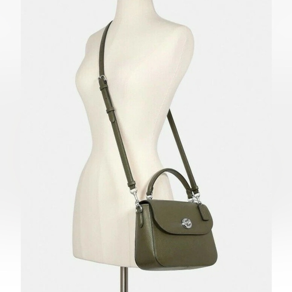 Coach Marlie Top Handle Leather Satchel/Shoulder Bag in Silver/Surplus - Picture 8 of 13